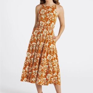 Market & Spruce Marea halter neck midi dress Size large orange floral open back